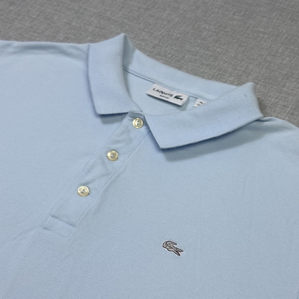 Lacoste Polo Shirt Mens 3XL (8) Light Blue 94% Cotton 6% Elastodiene Slim Fit